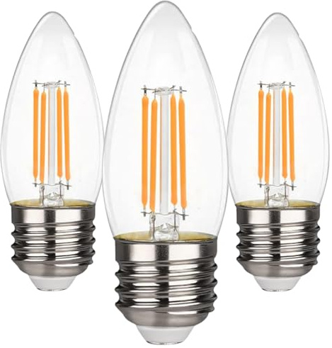 BHMAOYN 12V 24V LED E27 Skruvlampa,4W=40W,12-24V Antik Retro Kandelaber C37 E27 LED-Lampor,Varm vit 2700K för Bilar,Husbilar,Yachter,ångbåtar,Husvagnar,Båtar,Paket med 3