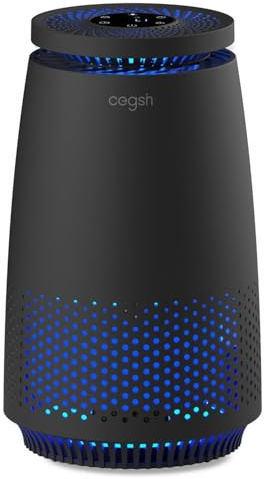 Air Purifiers for Home Bedroom, 3-in-1 HEPA Filter for Pets Dander Dust Pollen Smoke Odors, Quiet Air Cleaner with Sleep Mode, 12H Timer, Night Light, Aromatherapy, Safety Lock, Black