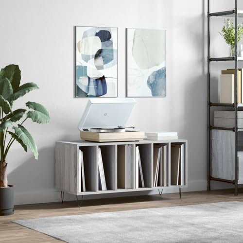 Homgoday Skivskåp grå Sonoma plywood, 100 x 38 x 48 cm, CD-hylla, skåp, stående hylla, förvaring, möbler, böcker, dekorativa hem, DVD-förvaring Type1