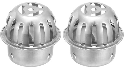 PATIKIL Kupolfilter för takränna 2 tum, 2-pack 304 rostfritt stål nedrörssil, antiblockerande rengöringsverktyg för att stoppa löv skräp, passar 6,5 – 6 cm