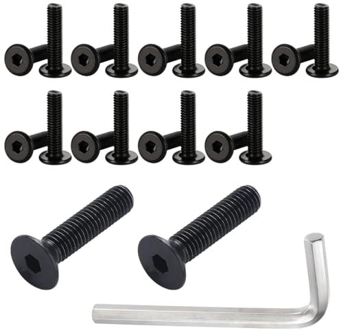 20 pièces M6 x 16 mm vis à tête fraisée，Noir acier inoxydable，Standard Quincunx vis à tête fraisée à six pans creux，pour équipement de machines et meubles d'intérieur