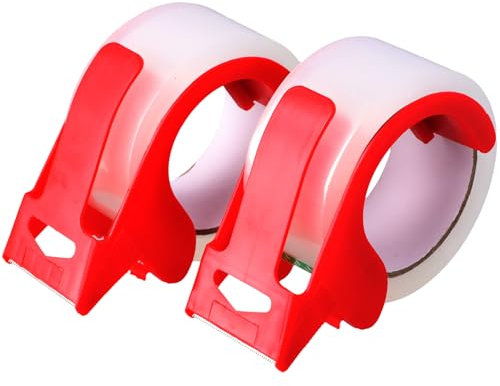 Gudalea Pack of 2 Clear Packaging Tape, Slip Adhesive Tape Dispenser, 48mm x 50m, Strong Heavy Packing Tape, Easy Handling