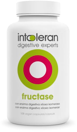 Intoleran Fructase Enzimas Digestivas - 108 cápsulas | Suplemento nutricional con Enzima Xylosa-Isomerasa | Fructosa | Acción directa | Puro y Vegano | Bajo en FODMAP | Sin Gluten | Sin Lactosa