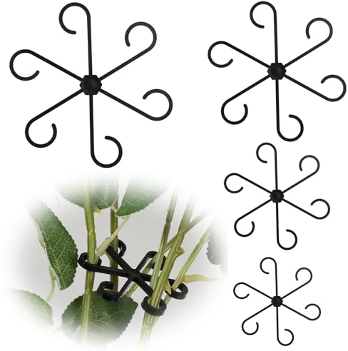 Lot de 4 supports de plantes réutilisables noirs pour plantes, fleurs, hortensias, roses