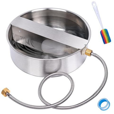 KHEARPSL Automatic Dog Water Bowl Dispenser Large Breed Outdoor Pet Water Fountain Pet Waterer with Float Valve 6.5L Heavy-Duty Stainless Steel Auto Waterer for Large Dogs Cats Puppy Chicken Goat