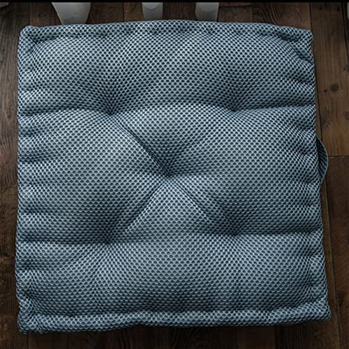 Cojín de suelo cuadrado gris azulado para silla, cojín grande de 60 x 60 cm para el hogar, comedor, oficina, viajes, cómodo cojín de asiento para interiores y exteriores