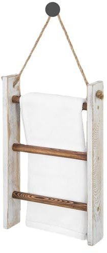 Échelle De Serviette En Bois - Organisateur De Salle De Bain Indépendant, Porte-couverture À 3 Niveaux | Étagère Penchée Rustique Pour Serviettes, Jets Et Exposition Décoratifs, Idéal Pour La Salle De