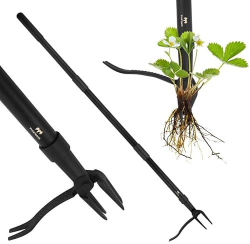 DWFKHT Weed Puller Tool - Stand Up Heavy Duty Weeding Tool with 47.8'' Long Handle, Foot Platform Design & 4-Claw Steel Head Design - Easily Remove Weeds Without Bending, Pulling, or Kneeling