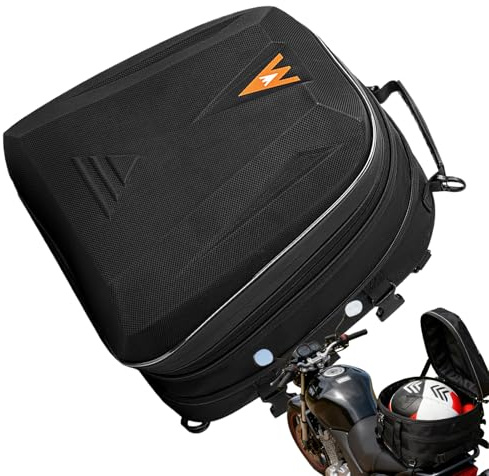 Genérico Borsa per motocicletta, zaino estensibile con custodia rigida 20 L-28 l, borsa impermeabile per casco da moto | per Scooter Touring Commuting Viaggio Road Trip Guida