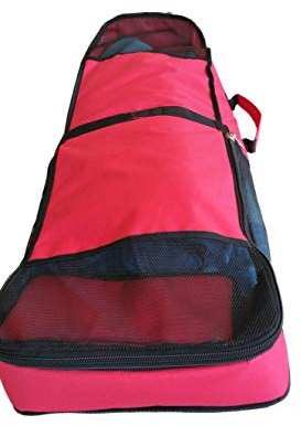 AKM Sports Deluxe Fin Bag with Mask Compartment, Nylon Sports Equipment Bag, 75 x 33 x 13 cm, Red and Black, Adjustable Shoulder Strap, Mesh Ventilation for Diving Snorkelling Gear