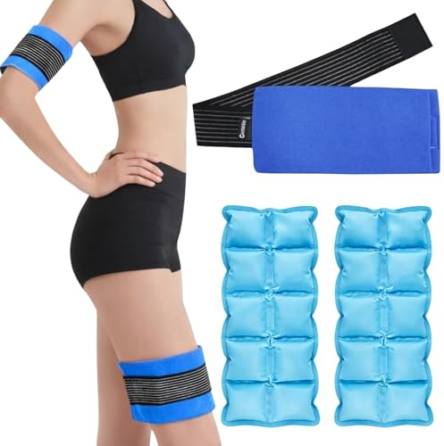 Reusable Ice Packs for Injuries (2-Pack) - Hot & Cold Therapy Gel Pack Wrap for Knee, Shoulder, Back Pain Relief, Adjustable, Flexible for Sports Injuries & Recovery