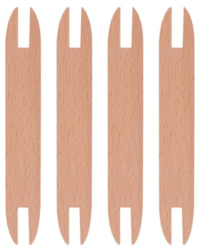 PACKOVE Holz Webschiffchen 4 Stück Web Bastelstab und Strickwerkzeug für Pullover Schals und Wandteppiche Gefertigt aus Holz