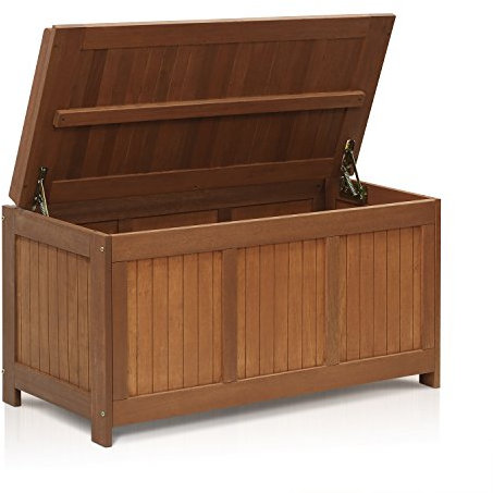 Furinno Tioman Outdoor Hardwood Storage Deck Box Chest, Natural
