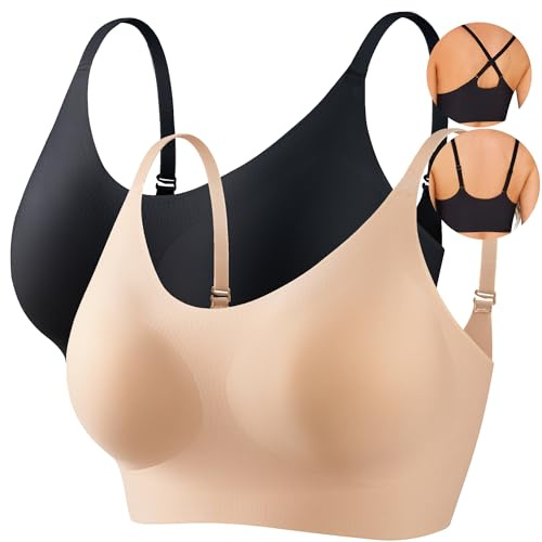 PRETTYWELL Bralettes Seamless Comfort Bras for Women no Underwire Wireless Lightly Padded Everyday T Shirt Bra Sleep Bra