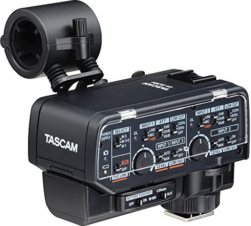 Tascam Canon Kit XLR Mikrofonadapter für spiegellose Kameras, Schwarz (CA-XLR2dC)