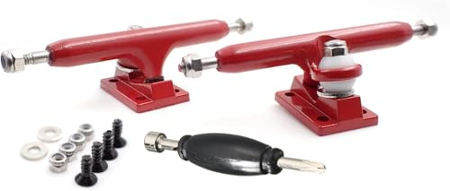 SPITBOARDS 32 mm Fingerboard Pro Trucks, avec Real Lock-Nuts, Single Axis, Hard Kingpins, Uréthane Rubber Ring Bushings, Baseplate Solide, Hangers optimisés, Largeur 32mm (Rouge)