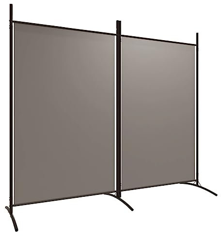vidaXL Biombo Divisor de 2 Paneles Separador Decoración Habitación Dormitorio Oficina Pantalla Privacidad Pared Plegable de Tela Gris Antracita