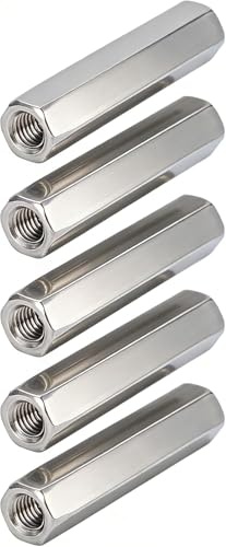 5 Pezzi Dadi di Collegamento Lunghi in Acciaio Inox M8 X 1,25, Filettatura Femmina 13mm OD 75mm, Dado di Accoppiamento Esagonale Lungo, Dado Esagonale Lungo per Casa Ufficio Industria (M8 65mm)
