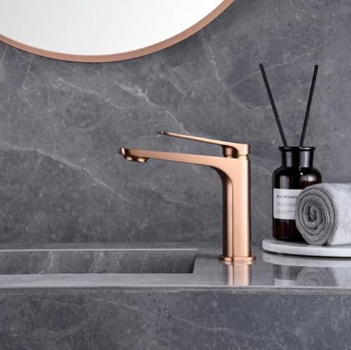 IMEX - Grifo Bidet | Grifo Monomando Bide para Baño | Grifo de Bidé con Mezclador de Agua Caliente y Fría | Griferia Bidet | Instalación Fácil | Serie Nápoles | Color Oro Rosa Cepillado