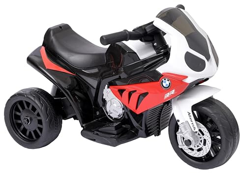 Baroni Toys Moto Giocattolo Elettrica BMW con Licenza per Bambini 1-3 Anni, Design Realistico, Manubrio Sterzante, Pedale di Accelerazione e Fanali e Suoni Funzionanti, 66x37x44 cm, Rosso