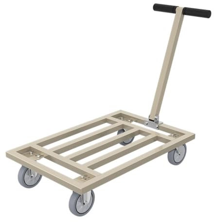 Carretilla de Mano Carro de Tubo Cuadrado, Carro pequeño, Remolque silencioso, Mango Plegable, transportador de almacén de Plataforma Plana de Metal Carretilla de Mano(A)