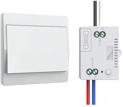 Thinkbee Wireless Switch for Light - Kinetic Switch and Receiver, Self-powered 433MHz Cordless RF Remote Control for Light up to 650ft, Wall Switches No Battery No Wiring On/Off AC 90~250V, 10A Max