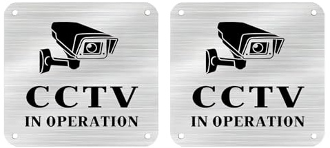 2 Piezas de Señales de Advertencia CCTV, Cartel Videovigilancia, Señales de Monitoreo de Metal, Señales de Advertencia de Monitoreo, para Interiores y Exteriores