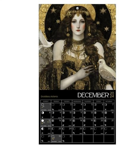 Månkalender 2024, astrologi 2024 fullmåne Götin Tracker kalender väggkonst
