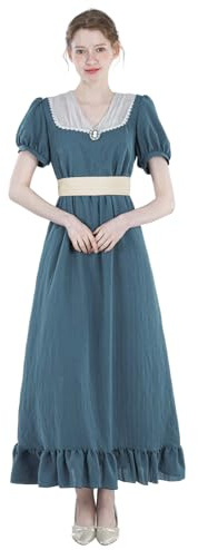 CR ROLECOS Abiti Regency Donna Corto Abito Era Regency Vita Impero Costume da Tè Vittoriano Partito Blu M