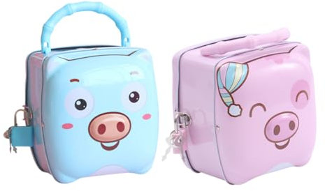 FUNOMOCYA 2Pezzi Salvadanaio Forma Maiale Immagazzinaggio per Monete Adorabili Design Resistente e Capacità