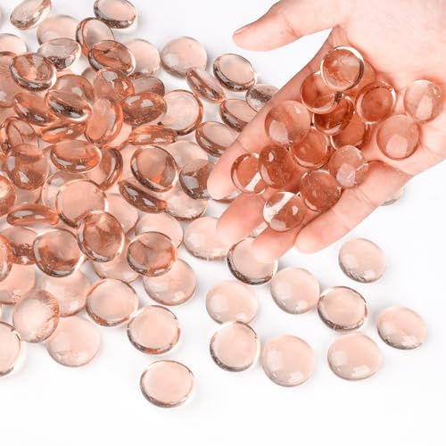 0,44 kg Piedras de Cristal para Decoracion Acuario, Piedras Decorativas para Jarrones, Piedra Decorativa para Pecera, Guijarros, Rosado