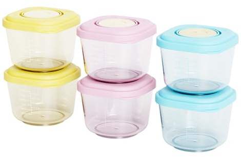 Conteneurs d'aliments pour bébés 6pcs 150 ml carrés et pp pp non toxique sans toxique avec couvercle et échelle -20-120 ℃ Résistants à micro-ondes de rangement à la fuite avec soupape, stockage, stoc
