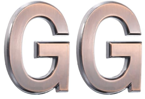 sourcing map Lot de 2 lettres autocollantes pour porte de boîte aux lettres, finition galvanisée, pour bureau, hôtel, appartement, jardin (lettre G, bronze) 7 cm