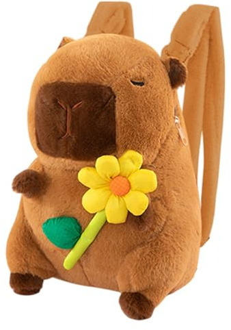 LCSVCCXA Mochila Capibara Peluche Mochila Muñeco de Peluche Suave Accesorio Funcional Diseño Desmontable Adaptado para Escolares Oficina Salidas Viaje Cumpleañ, Flor Amarilla, universal
