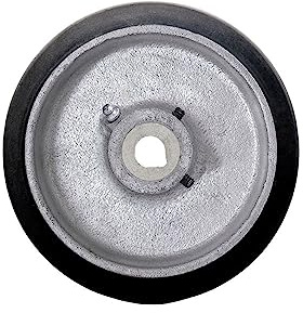 6 x 3 Rubber Tread on Cast Iron Keyed Drive Wheel - 1 Plain Bore with two 5/16 Set Screws - Service Caster Brand