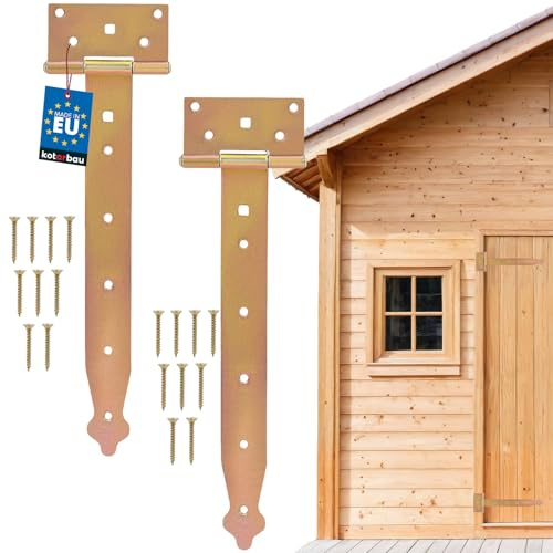 KOTARBAU Korshängen 300 mm 2 stycken lastband, dörrband, dörrgångjärn, kasthängare, gångjärn, byggbeslag trädgårdsportband, trädgårdsdörrfälla, galvaniserat guld