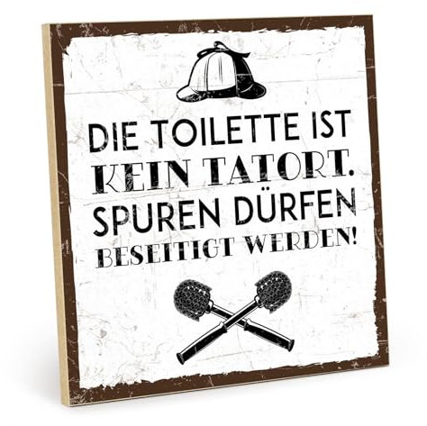 TypeStoff Holzschild mit Spruch – Toilette – im Vintage-Look mit Zitat als Geschenk und Dekoration zum Thema Badezimmer - HS-00938