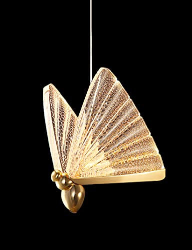 KRIPINC Butterfly LED Pendant Light, Butterfly Hanging Light, Kitchen Island Lights, Dining Room Lights Ceiling, Vintage Ceiling Lights for Living Room Bedroom Hallway Stair (Large-Transparent)