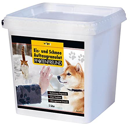 Eis- und Schnee Auftaugranulat Pfotenfreund, schont Tierpfoten, Winterstreu, Streugranulat, Eisfrei, Streusalz Ersatz, Taumittel, Inhalt:5 Liter