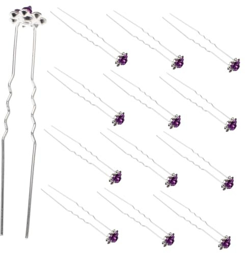 minkissy 20stücke U-förmige Haarklammern Mit Rosen Und Strass Für Hochzeiten Brautfrisuren Und Besondere Anlässe Tiefviolett Haarschmuckzubehör Für -frisuren Und Festliche Anlässe