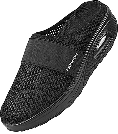 GYCS Scarpe Donna Sneakers Scarpe Diabetiche Traspirante Maglia Sandali Estive Leggere E Antiscivolo Ciabatta Artrite Edema Piedi Piatte Indoor Outdoor Pantofole,Nero,39 EU