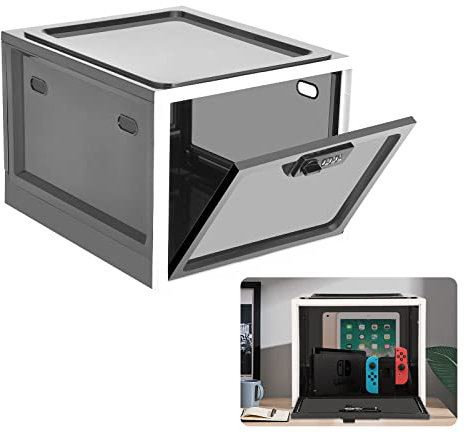 Lockable Storage Box, Transparent Medicine Lock Box, Premium Material Medication Lockable Container Bin Organiser for Fridge Food/Snacks/Phone/Tablet Jail/Home Safety