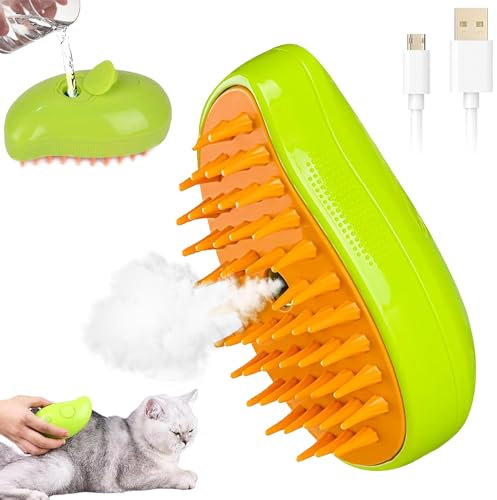 3-in-1-Katzendampfbürste, Cat Steamy Brush, Katzenspray-Massagekamm, Steam cat cleaning brush, 3-in-1-Dampfbürste für Katzen, Cat Steam Brush for Hair Cleaner, Eliminate Flying Hair (A)