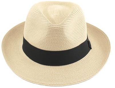 Sombrero de Panamá Fedora Unisex de Paja - Enrollable para Playa y Verano para Hombres y Mujeres