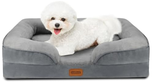 Nobleza Cama Perros Medianos, 71x58x17cm, Sofá Perro con Espuma Viscoelástica, Cama Ortopédica Perros Lavable y Impermeable, Colchon Perro Pequeño Desenfundable, Gris