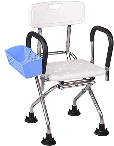 Silla de Ducha Taburete de baño Taburete de bañera con Respaldo Taburete de Ducha | Silla elevadora de bañera Blanca con Brazos | con Protección Antimicrobiana ShaoSu