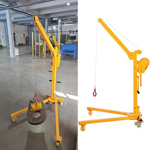 Grúa Elevador Inicio Taller Elevadores Plegables Grúas Rodantes Elevadores W / Cabrestante Manual Autoblocante De 2 Vías, 2 Ruedas Bloqueables, Capacidad De Carga 661lbs 1102lbs(Load 300kg/661lbs)