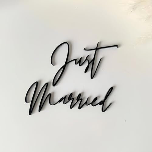Décoration de gâteau noire « Just Engaged » - Décoration de gâteau de fiançailles pour mariage, fiançailles, fête à thème