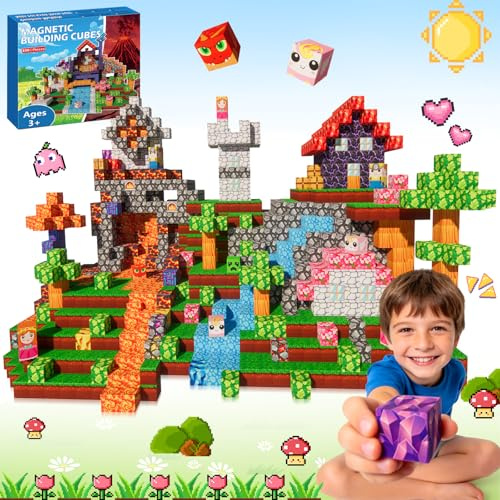 Magnetic Building Blocks 100pcs Construction Cube Toys for 3 year old boys girls Learning Educational STEM Montessori Sensory Toys for 3 4 5 6 7 8 9 10+ Year Old Christmas Birthday Gift-100pcs