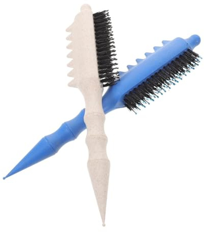 LOLIPPYY Cepillo para Cardar Cabello Rizado y Fino, 2 Unidades Color Claro y Azul, Peine de Cerdas de Cerda Natural para Masaje del Cuero Cabelludo, Herramienta de Salón para Seccionar